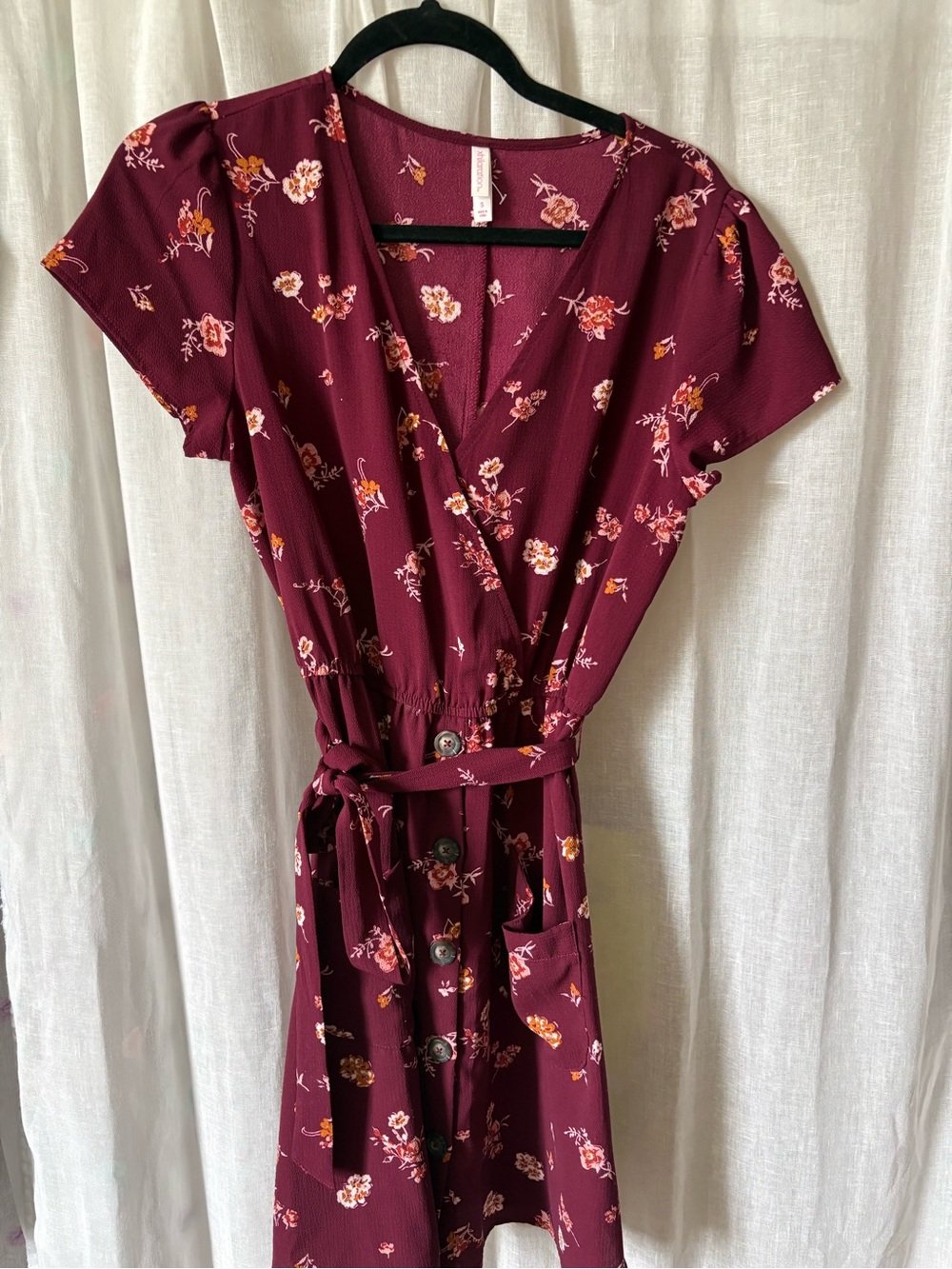 Target Burgundy Floral Wrap Dress